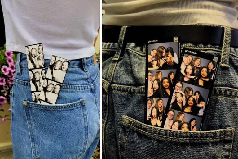 strip bandlelette photomaton paris vintage poche arrière du jean femme selfie entre copine impression instantanée