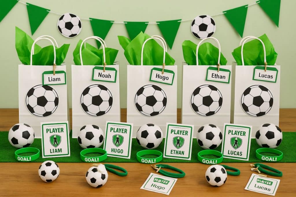Cadeaux souvenirs pour invités lors d’un anniversaire foot enfant ballon bracelet football