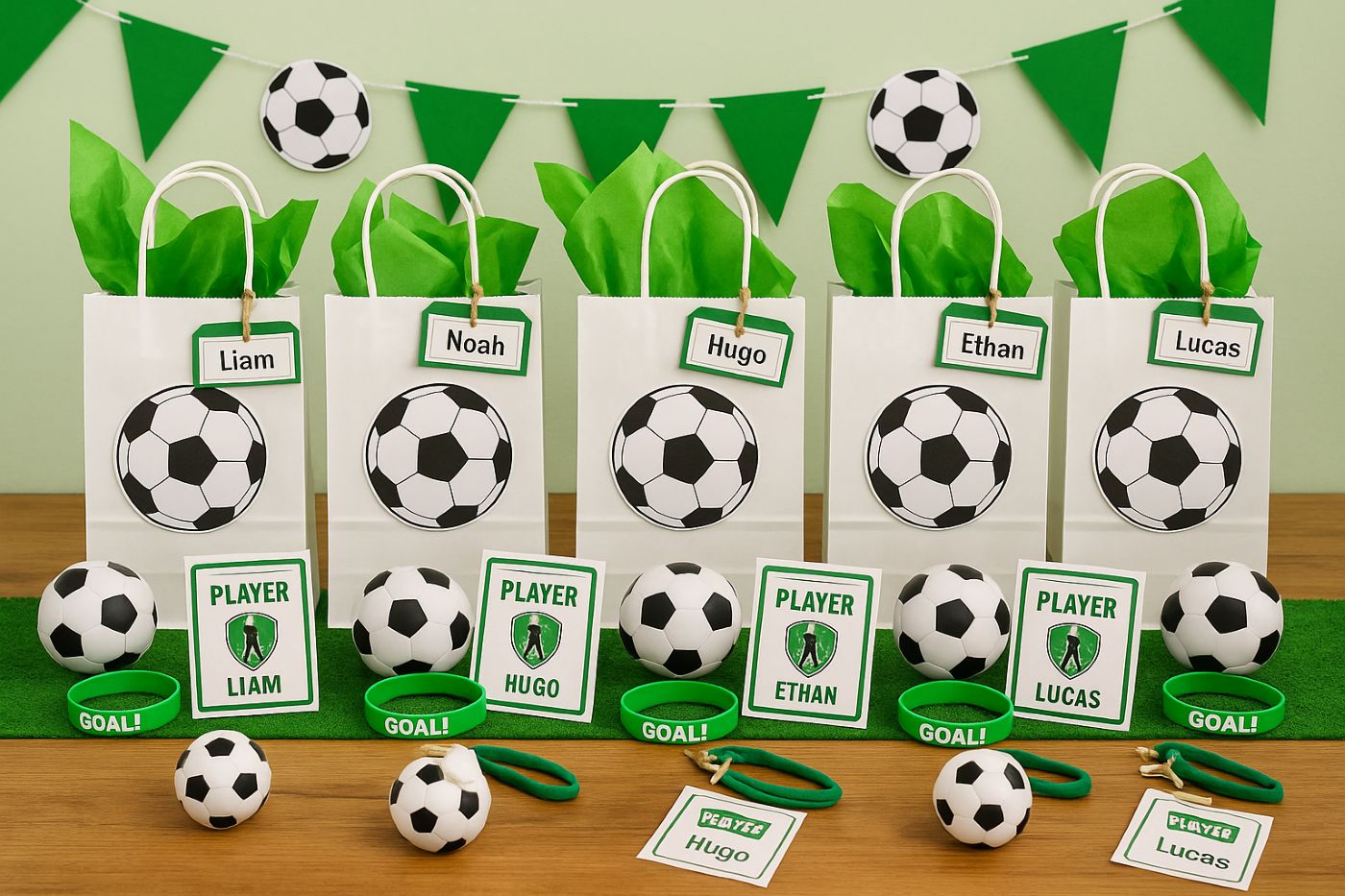 Cadeaux souvenirs pour invités lors d’un anniversaire foot enfant ballon bracelet football