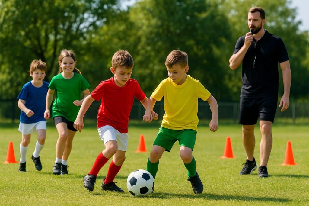 Tournoi de football pour enfants lors d'un anniversaire à thème foot