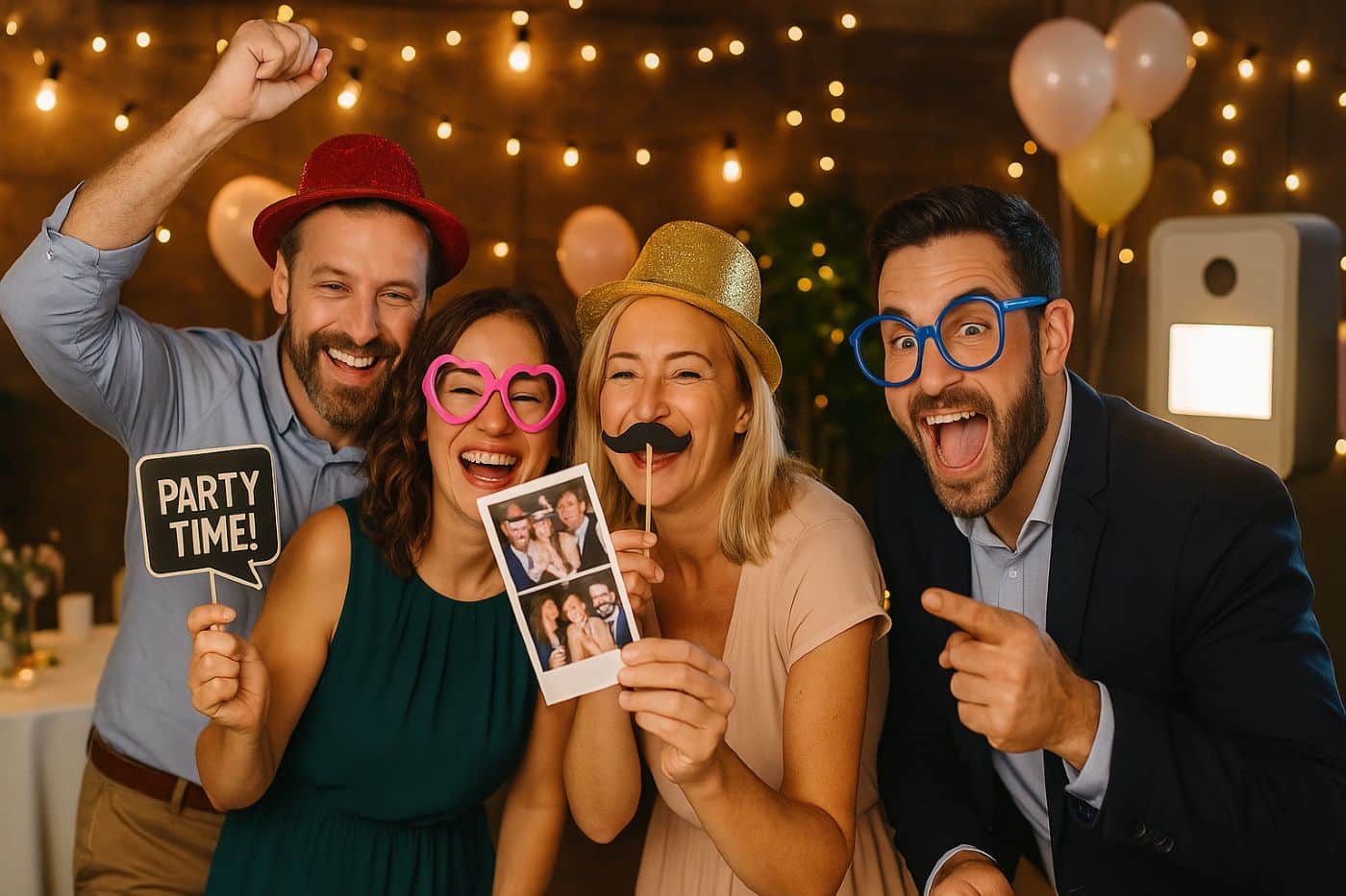 Coin photo pink party avec borne photobooth kiftabox et accessoires roses