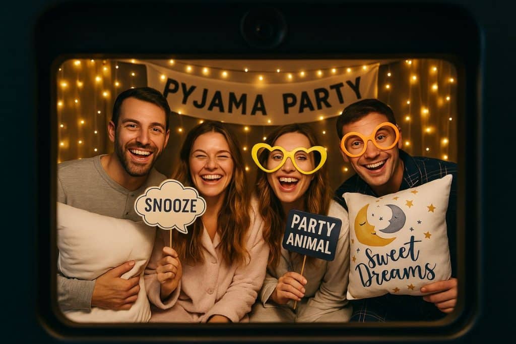 selfie photobooth kiftabox soirée pyjama hommes et femmes