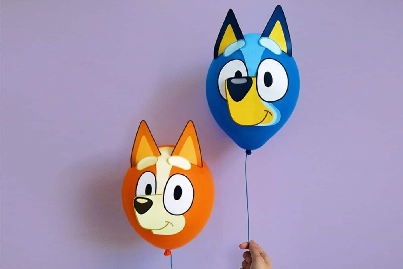 décoration enfant activité gonfagle ballon baudruche bleu orange bluey bingo carton imprimer collage