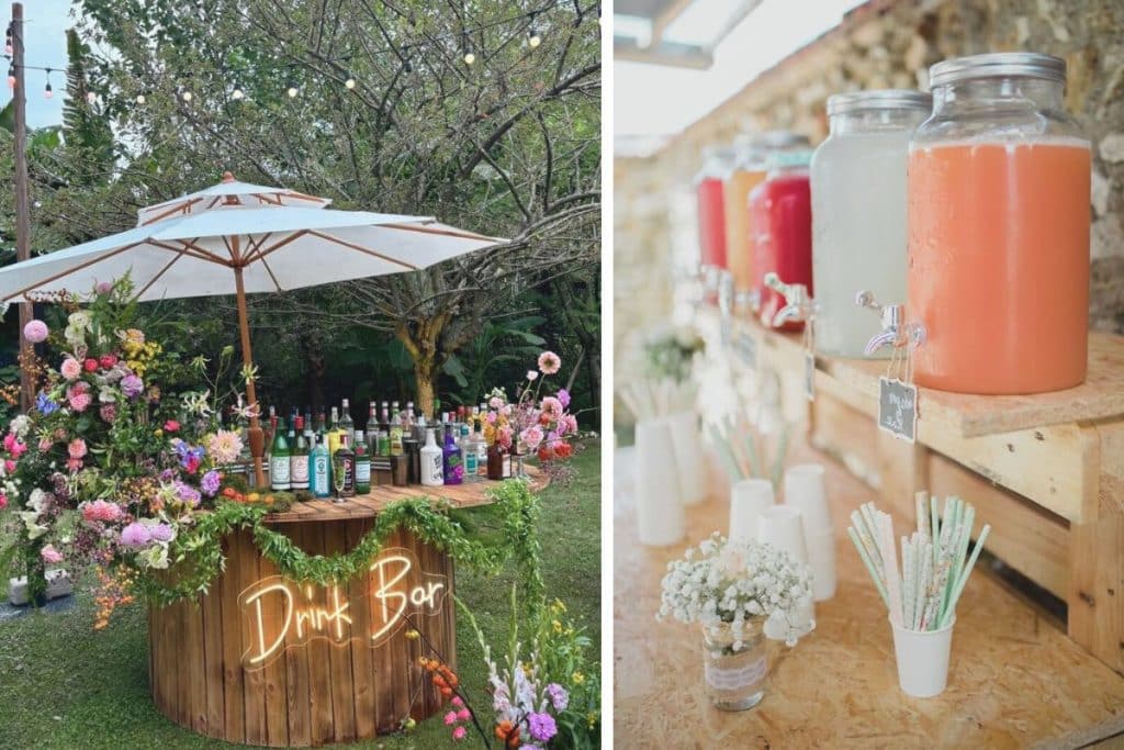 bar à cocktail jar limonade fruit vin d'honneur mariage extérieur
