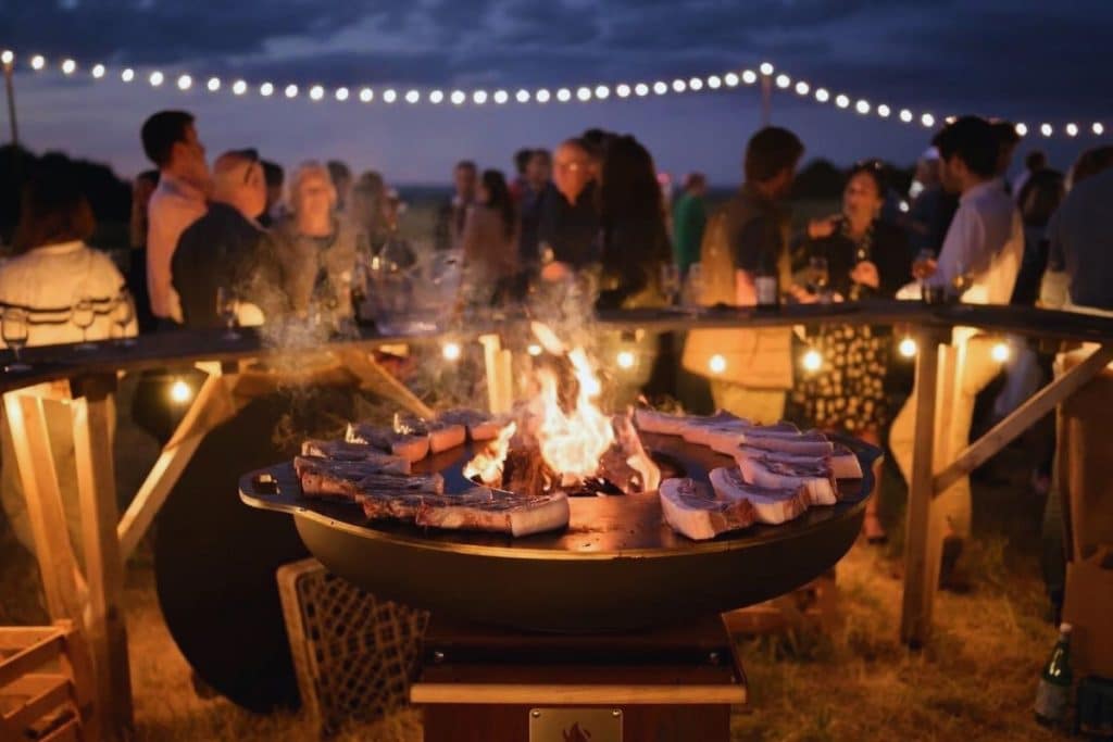 brasero mariage extérieur campagne feu de bois