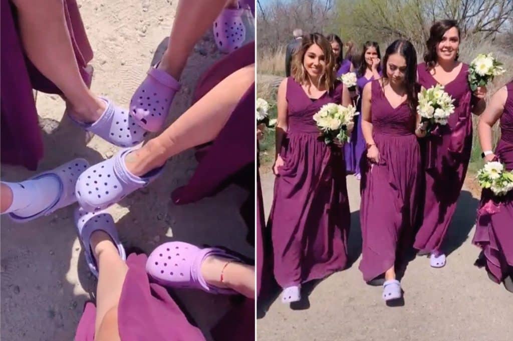 look tendance mariage crocs violet mauve demoiselle d'honneur