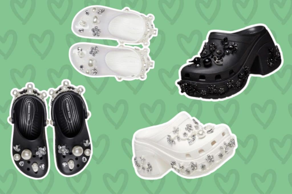 crocs mariage custom simone rocha officiel strass perle noir blanc