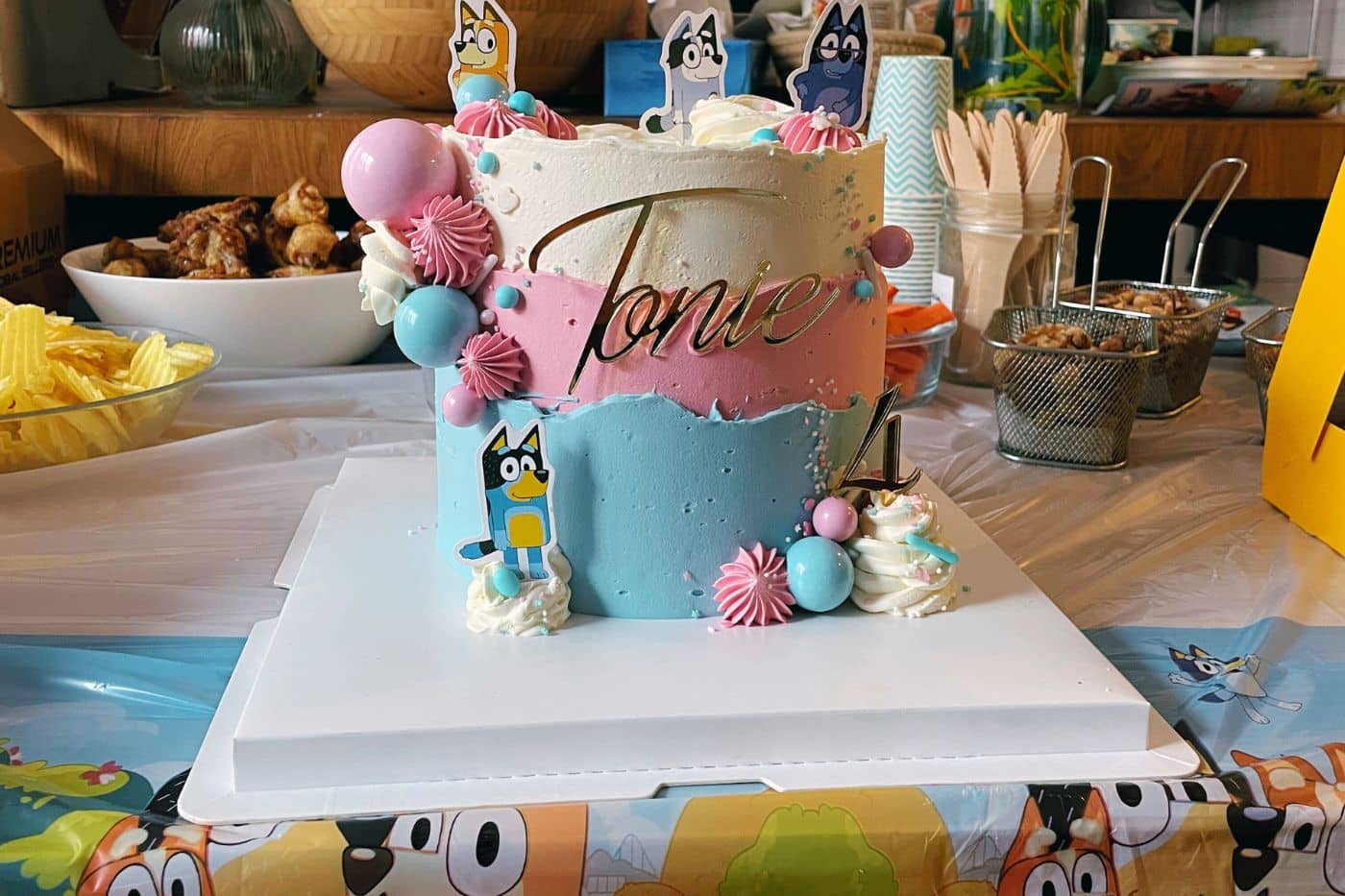 deco anniversaire bluey gateau serie dessin animé disney cake