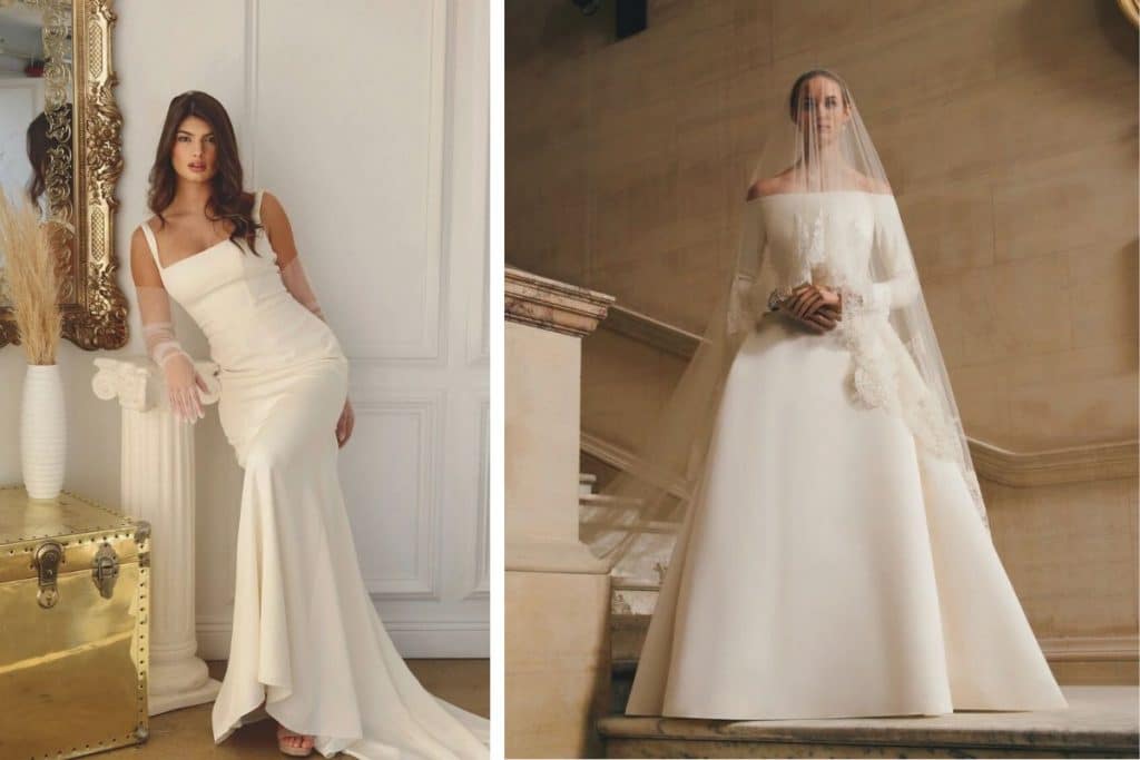 idée de robes de mariage style old money theme pour la mariée blanc ivoire robes longues