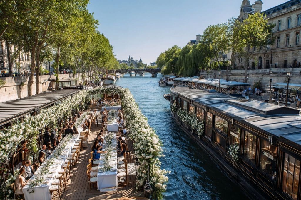 quai seine été péniche invités évenement mariage navigation port arsenal