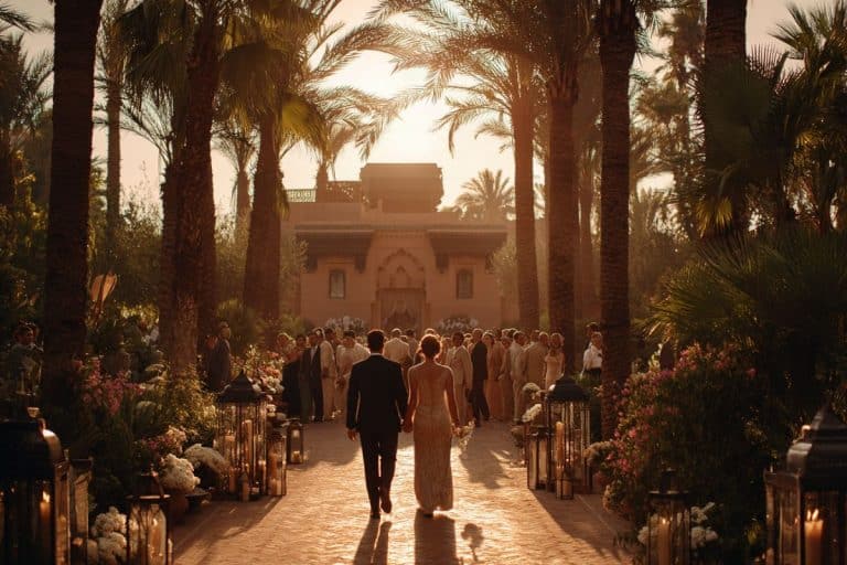 Mariage de rêve à Marrakech avec un couple français et invités dans un lieu d’exception