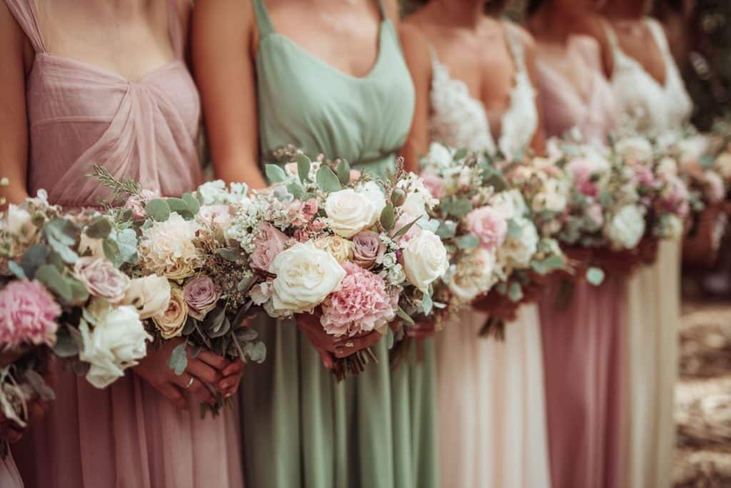 Tenues élégantes des témoins et demoiselles d’honneur lors d’un mariage