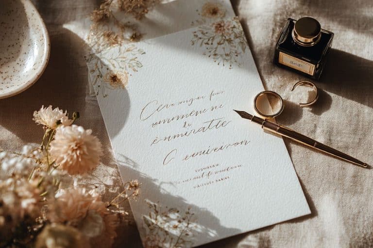 texte de mariage élégant sur papier calligraphié français romantique