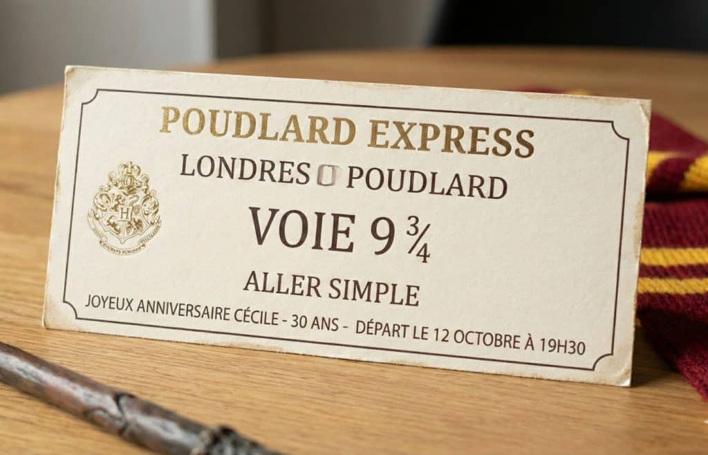 ticket poudlard express carton invitation anniversaire indication