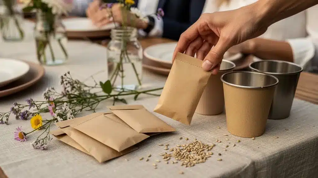 Souvenirs éco-responsables : graines et gobelets : conseils sur cadeau invité de mariage