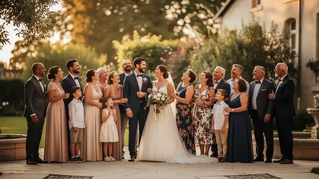 Photo illustrant photo de groupe mariage