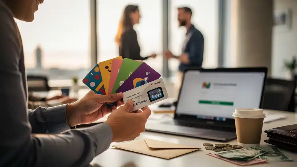 Professionnel, voiture illustrant la carte cadeau multi-enseignes : la solution de facilité