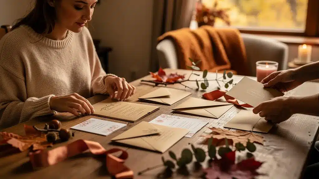 Editorial photo illustrating 💌 Papeterie et faire-part sur pour 💌 papeterie et faire-part sur le thème de l'automne