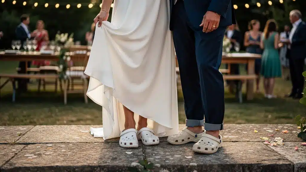 Le confort avant tout avec des crocs aux pieds - Mariage en crocs Editorial photo illustrating Le confort avant tout avec des pour le confort avant tout avec des crocs aux pieds