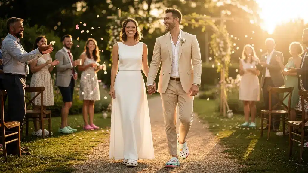 Photo illustrant mariage en crocs