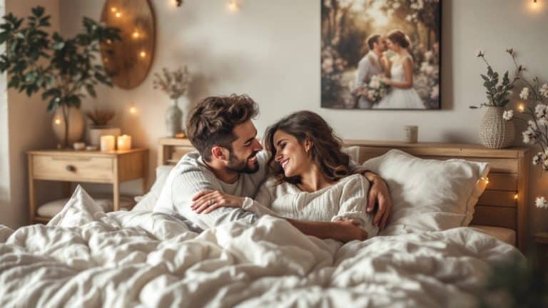 Noces de coton : couple fêtant son premier anniversaire de mariage avec des cadeaux en coton