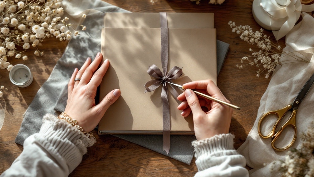 Fabrication d'un livre d'or de mariage DIY avec album kraft, tissu et rubans
